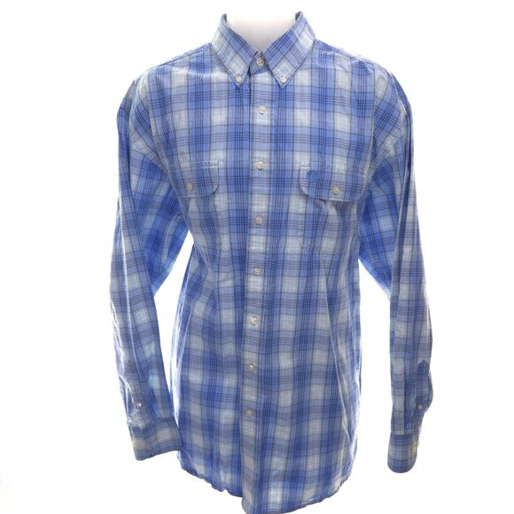 Wrangler George Strait Men's XLT Blue Plaid L/S Button Up Cowboy Shirt - Picture 2 of 8
